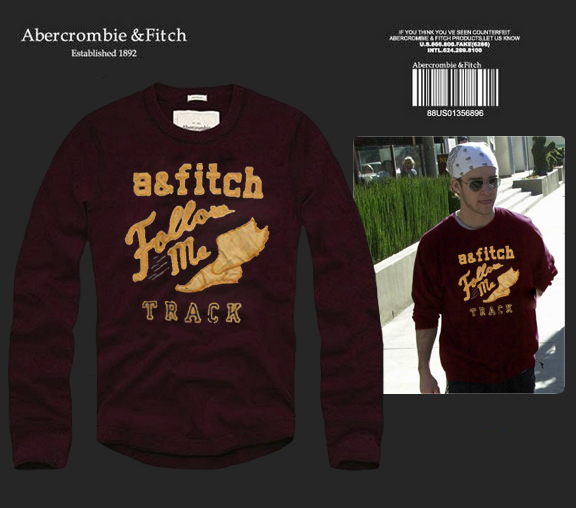 Abercrombie Fitch Hombres De Cuello Redondo Con Gente Fotos Largo Remera AF6053